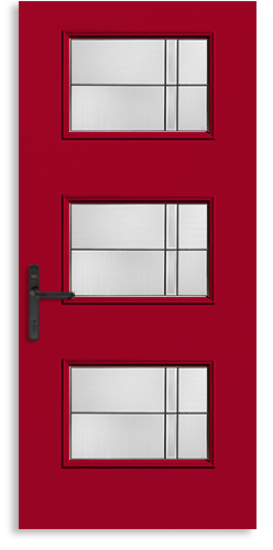 Therma-Tru Pulse entry door with four lites in a contemporary design